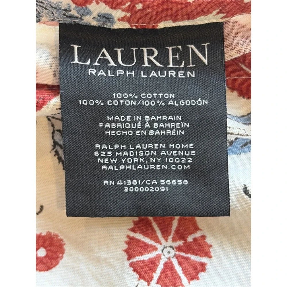 Lauren Ralph Lauren Katie Patchwork Pillow Shams Pair Red Blue Cream Floral